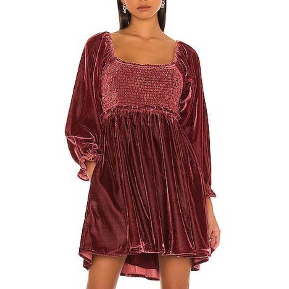 Free People Dresses Sold Free People Daphne Velvet Baby Doll Mini